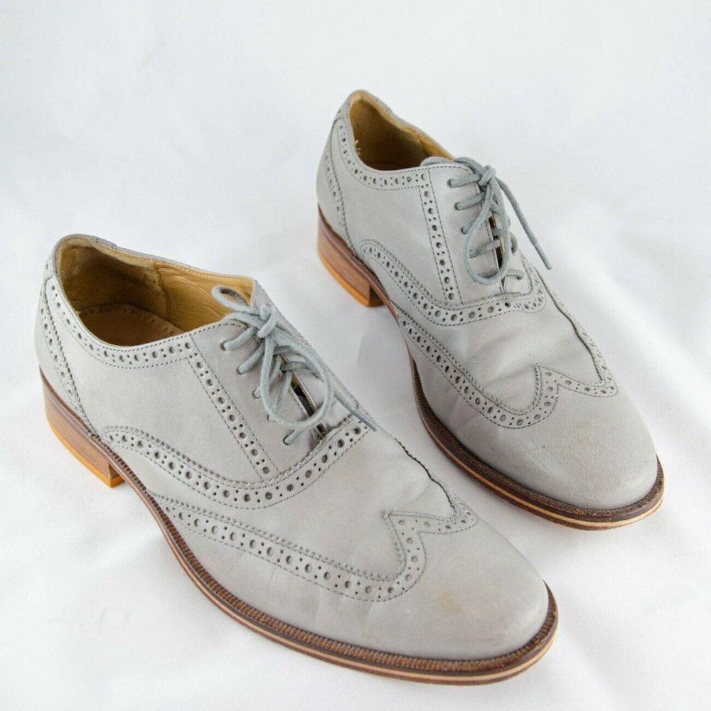 Cole Haan Grey Leather Wingtip Oxford Dress Shoes